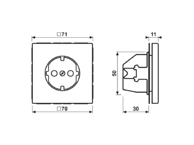 Dimensional drawing Jung AL 1520 KI D Socket outlet  receptacle