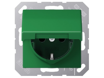 Produktbild Jung AS 1520 BFKL GN SCHUKO Steckdose 16A 250V Klappdeckel