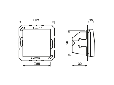 Mazeichnung Jung AS 1520 BFKL GN SCHUKO Steckdose 16A 250V Klappdeckel