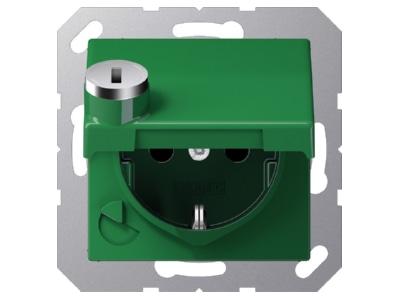 Produktbild Jung AS 1520 BFKLSL GN SCHUKO Steckdose 16A 250V Klappdeckel