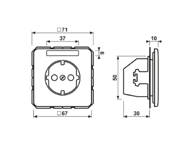 Ma�zeichnung Jung CD 1520 BFKINA WW SCHUKO Steckdose 16A 250V m Beruehrungsschutz