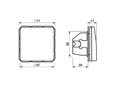 Dimensional drawing Jung CD 1520 BFKL BR Socket outlet  receptacle