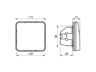 Ma�zeichnung Jung CD 1520 BFKL GR SCHUKO Steckdose 16A 250V Klappdeckel