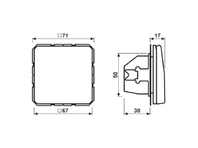 Dimensional drawing Jung CD 1520 BFKL O Socket outlet  receptacle 