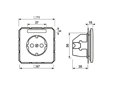 Dimensional drawing Jung CD 1520 NA LG Socket outlet  receptacle 