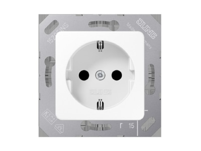 Produktbild Jung CD 5120 BF WW SCHUKO Steckdose 16A 250V 50x50mm Klappdeckel