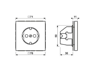 Mazeichnung Jung LS 1520 KI GGO SCHUKO Steckdose 16A 250V m Beruehrungsschutz