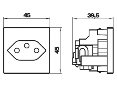 Dimensional drawing 2 OBO SKS CH0 RW1 Socket outlet  receptacle  white