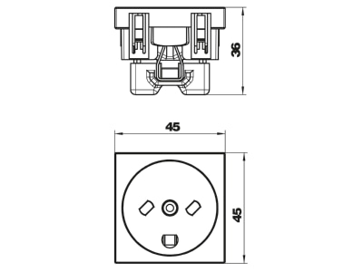 Dimensional drawing 1 OBO SKS DKE0 RW1 Socket outlet  receptacle  white
