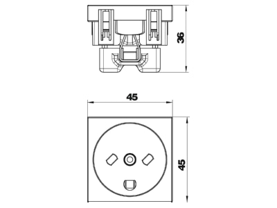 Dimensional drawing 2 OBO SKS DKE0 RW1 Socket outlet  receptacle  white