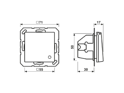 Dimensional drawing Jung ABAS 1520 KLKO O Socket outlet  receptacle 