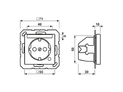 Dimensional drawing Jung A 1520 BFNAKO WW Socket outlet  receptacle 