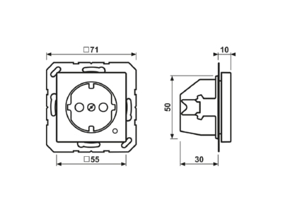 Dimensional drawing Jung ABA 1520 BFKO RT Socket outlet  receptacle 