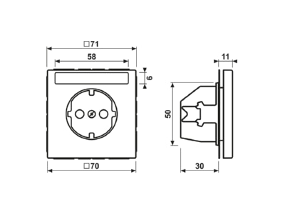 Dimensional drawing Jung LS 1520 BFKINA WW Socket outlet  receptacle 