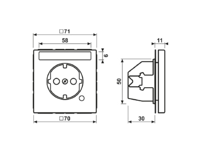 Dimensional drawing Jung LS 1520 BFNAKO O Socket outlet  receptacle 