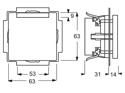 Dimensional drawing Busch Jaeger 20 EUCNB 884 Socket outlet  receptacle 