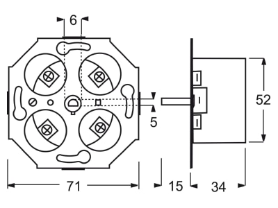 Dimensional drawing Busch Jaeger 1070 U Mechanical time switch 15min black