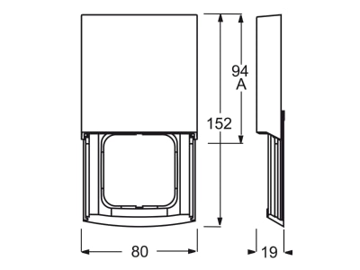 Dimensional drawing Busch Jaeger 1746 ZRKT 79 Frame 1 gang