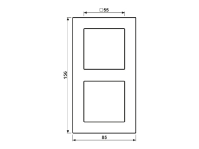 Dimensional drawing Jung A 5582 BF WW Frame 2 gang white