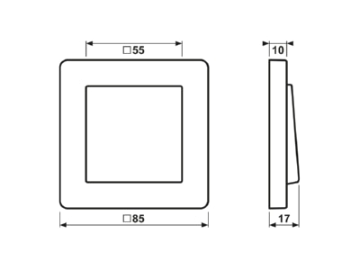 Dimensional drawing 1 Jung AF 581 BF WW Frame 1 gang white
