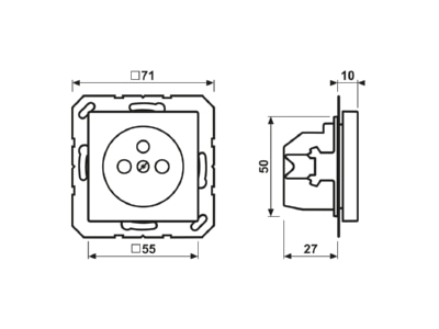 Dimensional drawing Jung A 1520 FBFKI ANM Socket outlet  receptacle  earthing pin