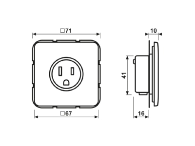 Dimensional drawing Jung CD 521 15 Socket outlet  receptacle  NEMA