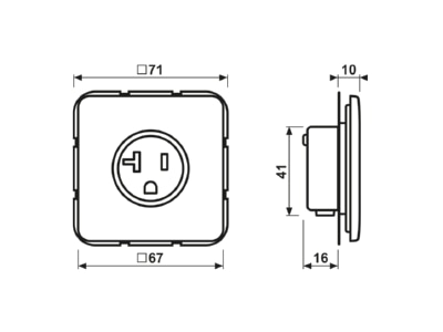 Dimensional drawing Jung CD 521 20 Socket outlet  receptacle  NEMA