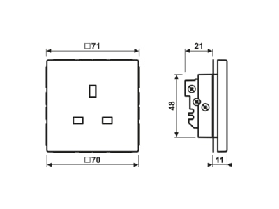 Dimensional drawing 1 Jung LS 3521 WW Socket outlet  receptacle 
