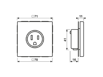 Ma�zeichnung Jung ME 2521 15 C Steckdose US Norm NEMA 15A 125V Me  classic