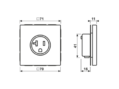 Ma�zeichnung Jung ME 2521 20 C Steckdose US Norm NEMA 20A 125V Me  classic