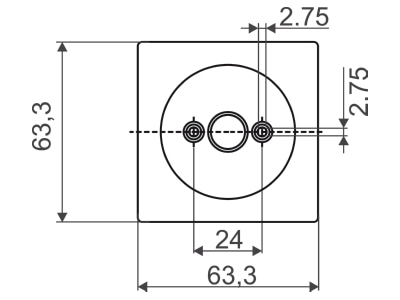 Dimensional drawing Busch Jaeger 2542 DR 01 82 Cover plate for level switch cream white