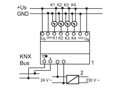 Wiring plan Busch Jaeger 6190 40 101 EIB  KNX analogue actuator 
