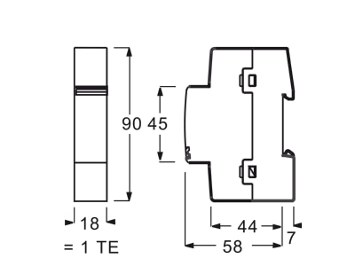Dimensional drawing Busch Jaeger 6190 40 101 EIB  KNX analogue actuator 