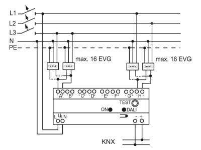 Connection diagram Busch Jaeger 6197 40 EIB  KNX light system interface 
