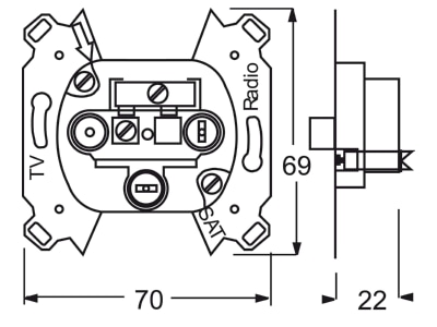 Mazeichnung Busch Jaeger 0232 101 Antennendos  Einsatz SAT  Stich