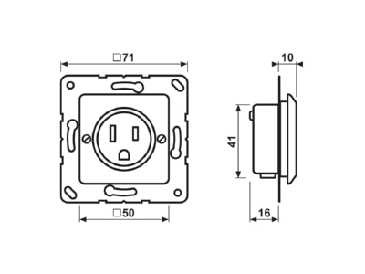 Ma�zeichnung Jung 121 15 Steckdose ws 15A 125V US Norm