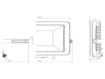 Dimensional drawing Theben theLeda B100L W WH Downlight spot floodlight