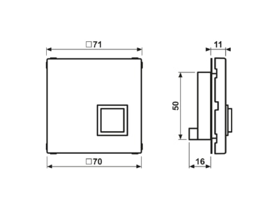 Dimensional drawing Jung NRS LC 0834 AT220 Switching device for handicapped people
