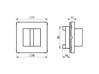 Dimensional drawing Jung NRS LC 0834 RM248 Switching device for handicapped people