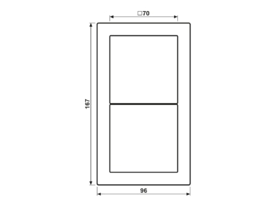 Dimensional drawing Jung FD ES 2982 Frame 2 gang stainless steel