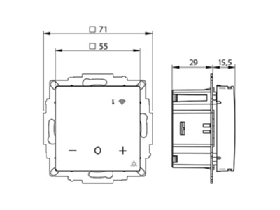 Dimensional drawing Eberle 557816056500 Room thermostat