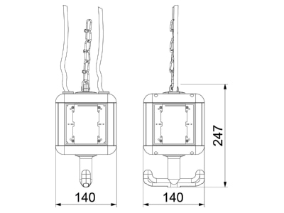 Mazeichnung 1 OBO VH 4 LG Versorgungseinheit mit Griff  leer  IP20 