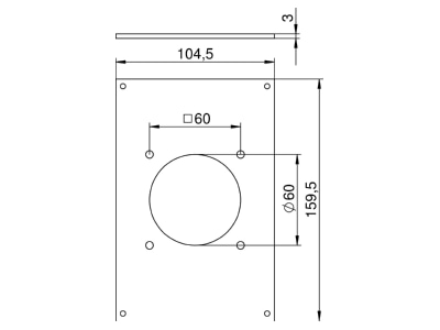 Dimensional drawing 1 OBO VHF P3 Cover plate for installation column
