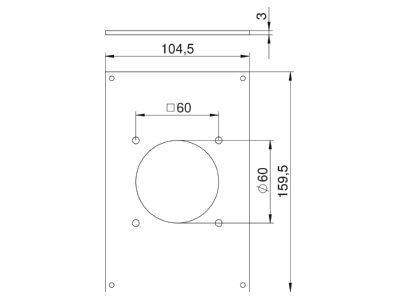 Dimensional drawing 2 OBO VHF P3 Cover plate for installation column