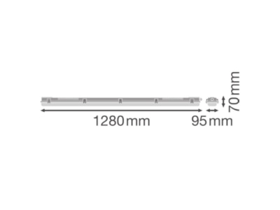 Ma�zeichnung Ledvance DPHOUSDALI1200P2XLP Feuchtraumleuchte Housing f  T8 Tubes  DALI