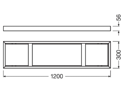 Dimensional drawing Ledvance PANEL1200SUR MOUN BK Installation frame for luminaires