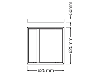 Dimensional drawing Ledvance PANEL625SURF MOU H50 Installation frame for luminaires