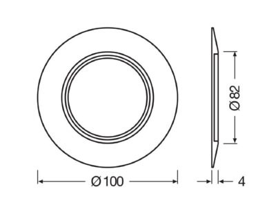 Dimensional drawing Ledvance SP RING D100 WT Mounting kit for luminaires