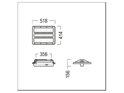 Dimensional drawing Zumtobel CR2PLM13k840PCWBBCWH LED high bay light 840  white 