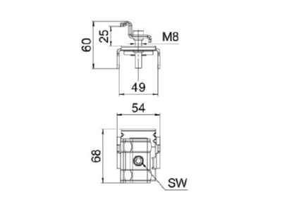 Dimensional drawing 2 OBO KLE 20 A2 Termination clamp